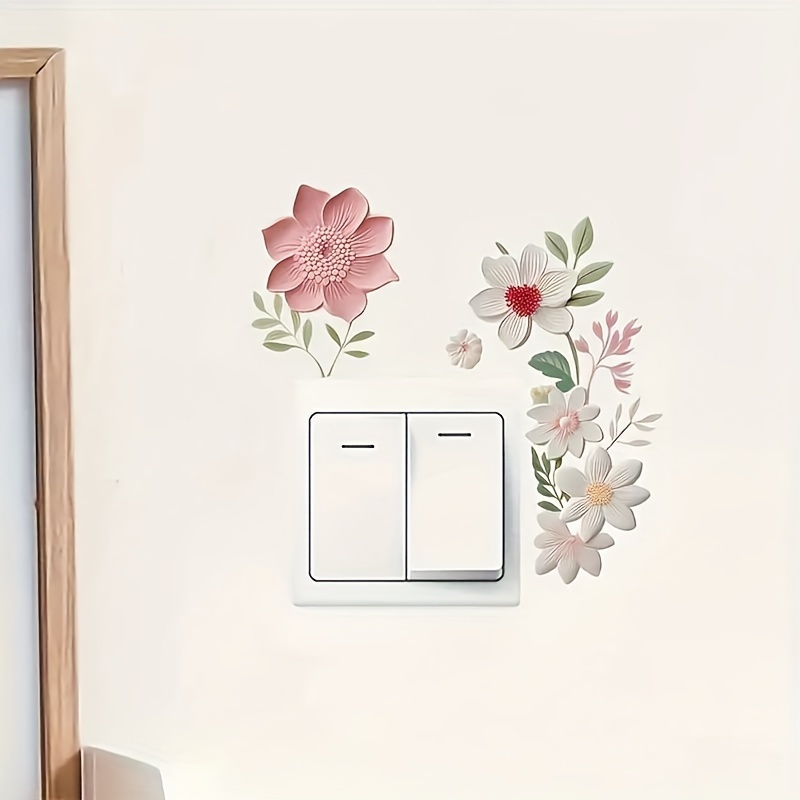 1pc 3D Floral Shadow Effect for Switch Sticker - Modern Vinyl Wall Art Decal for Home Decor, Easy Apply & Remove