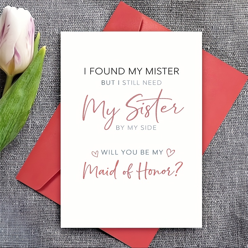 TEMU 1pc Greeting Card And 1pc Envelope. 2d Flat Bridesmaid Proposal Card, Bride, , Wedding Party Invitation, Engagement Gift, Christmas Gift