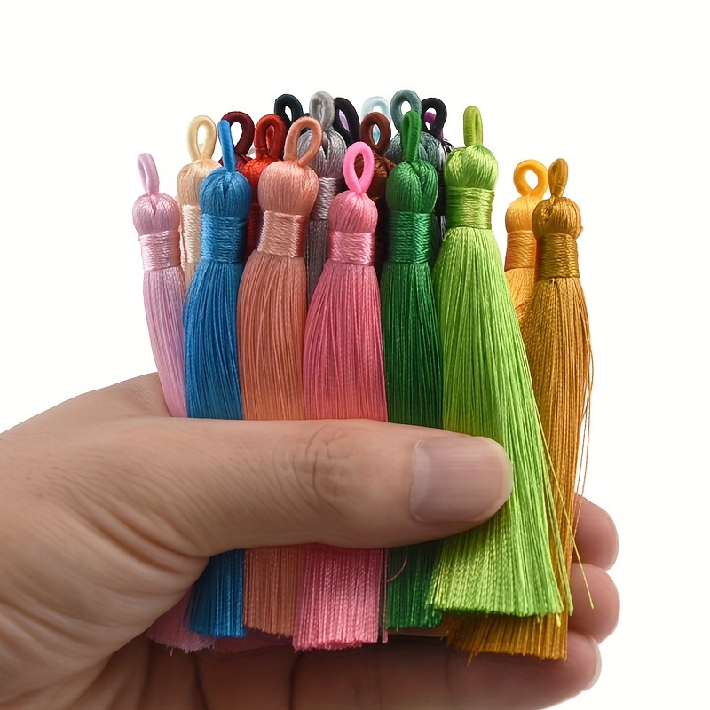 16pcs per pack 7 8cm pull ring smooth tassel pendants bookmark wedding box fan gift packaging box decoration small tassel pendants clothing home textile additions tassel pendants