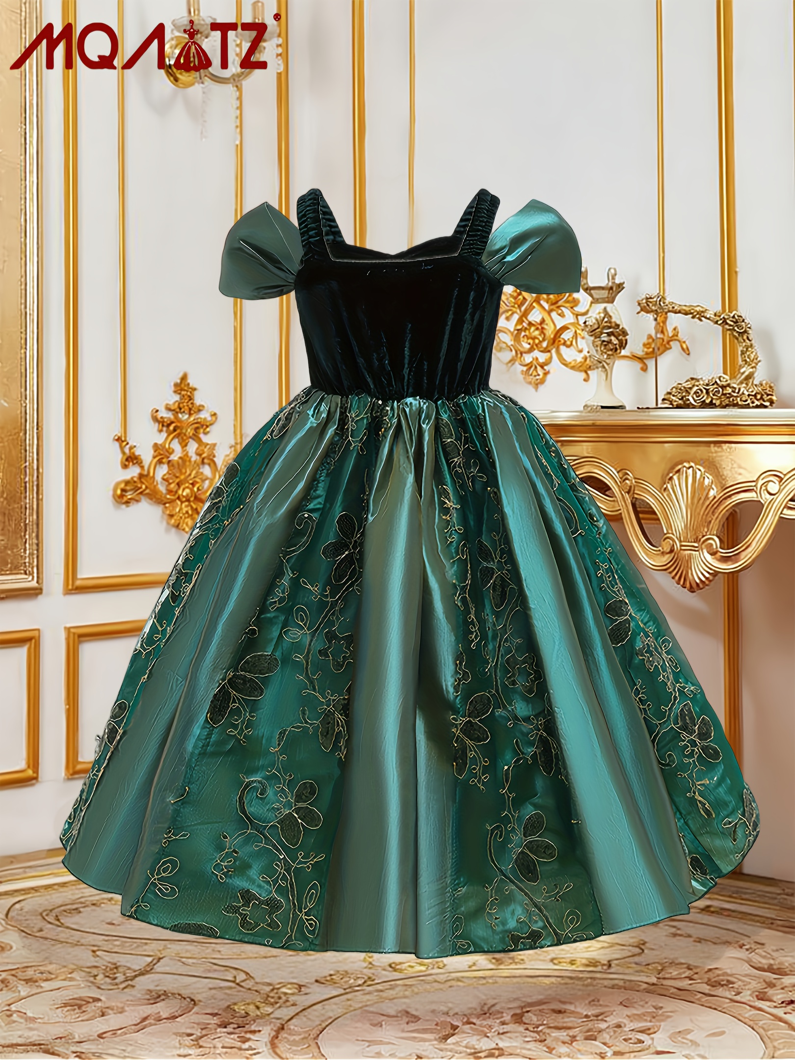 elegant shoulder green christmas dress girls polyester Temu Norway