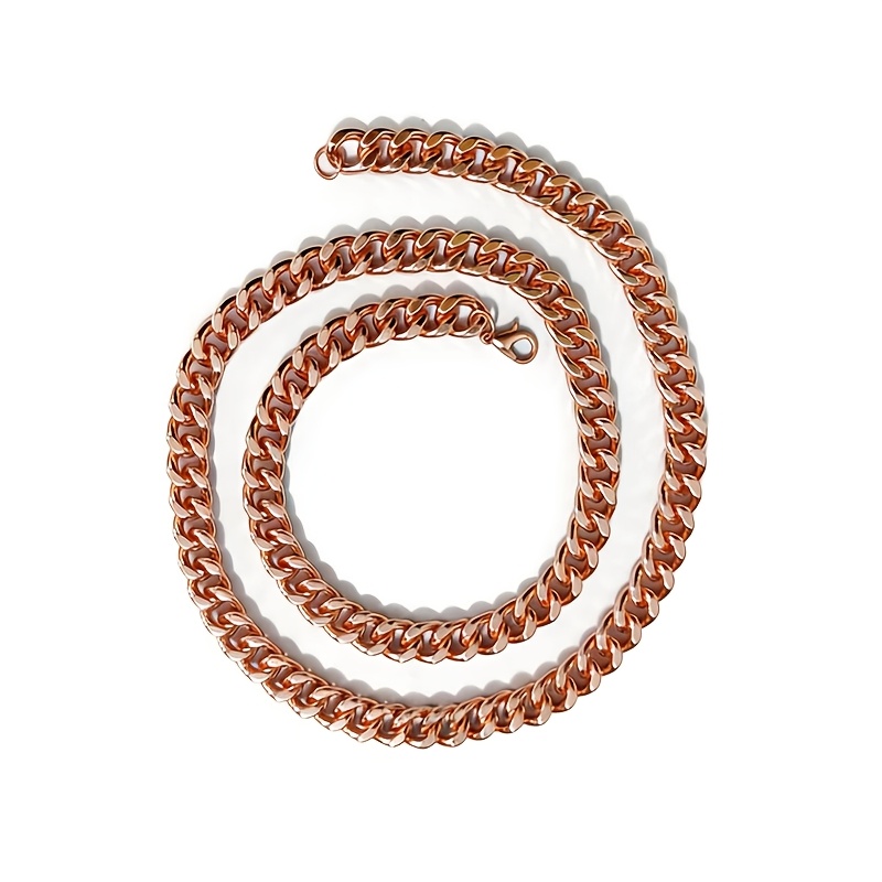 TEMU 8mm Thick Solid Copper Cuban Link Chain, Sturdy And Stylish Copper Necklace, 24 Inches, Unisex Accessory For Wallet Making