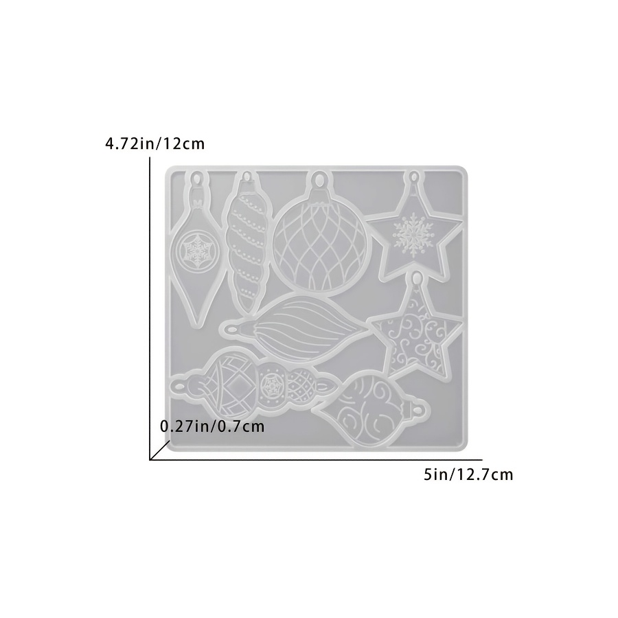 TEMU . Silikonformen-Set für 8-Gussteile im Vintage-Stil mit geprägten Weihnachtsornamenten (inklusive Stern, Kugel- und Tropfenformen), geeignet für