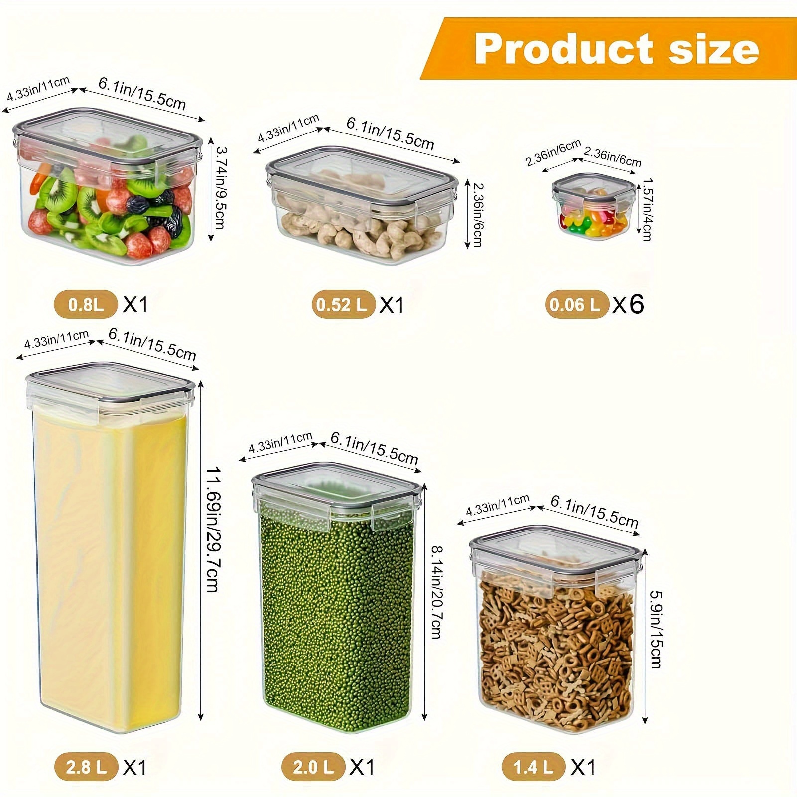 Image of 22pcs(11pcs Box + 11pcs Lid) Airtight Cereal Containers Storage Set With Lids, Plastic Kitchen And Organization Canisters For Cereal, Flour And Sugar, Includes Labels And A Pen