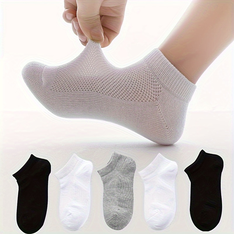 

10/20 Pairs Of Men's Simple Solid Liner Anklets Socks, Mesh Comfy Breathable Soft Sweat Absorbent Socks For Men's Outdoor Wearing
