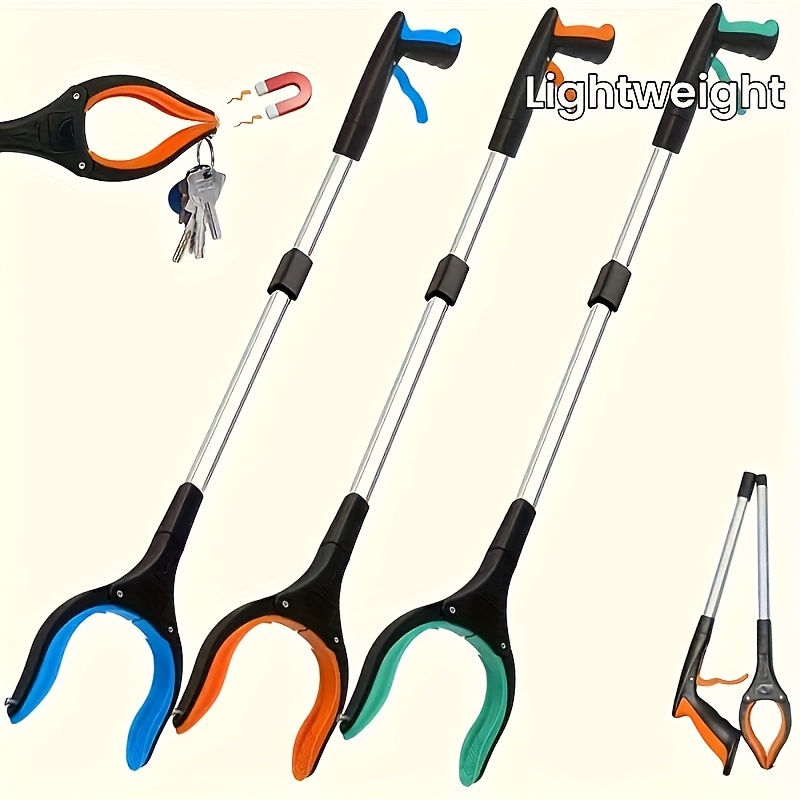 1pc 33 inch foldable senior grabbing tool lightweight extendable 360 rotating scissor mouth long handle plastic material with folding feature for trash pickup   assistance