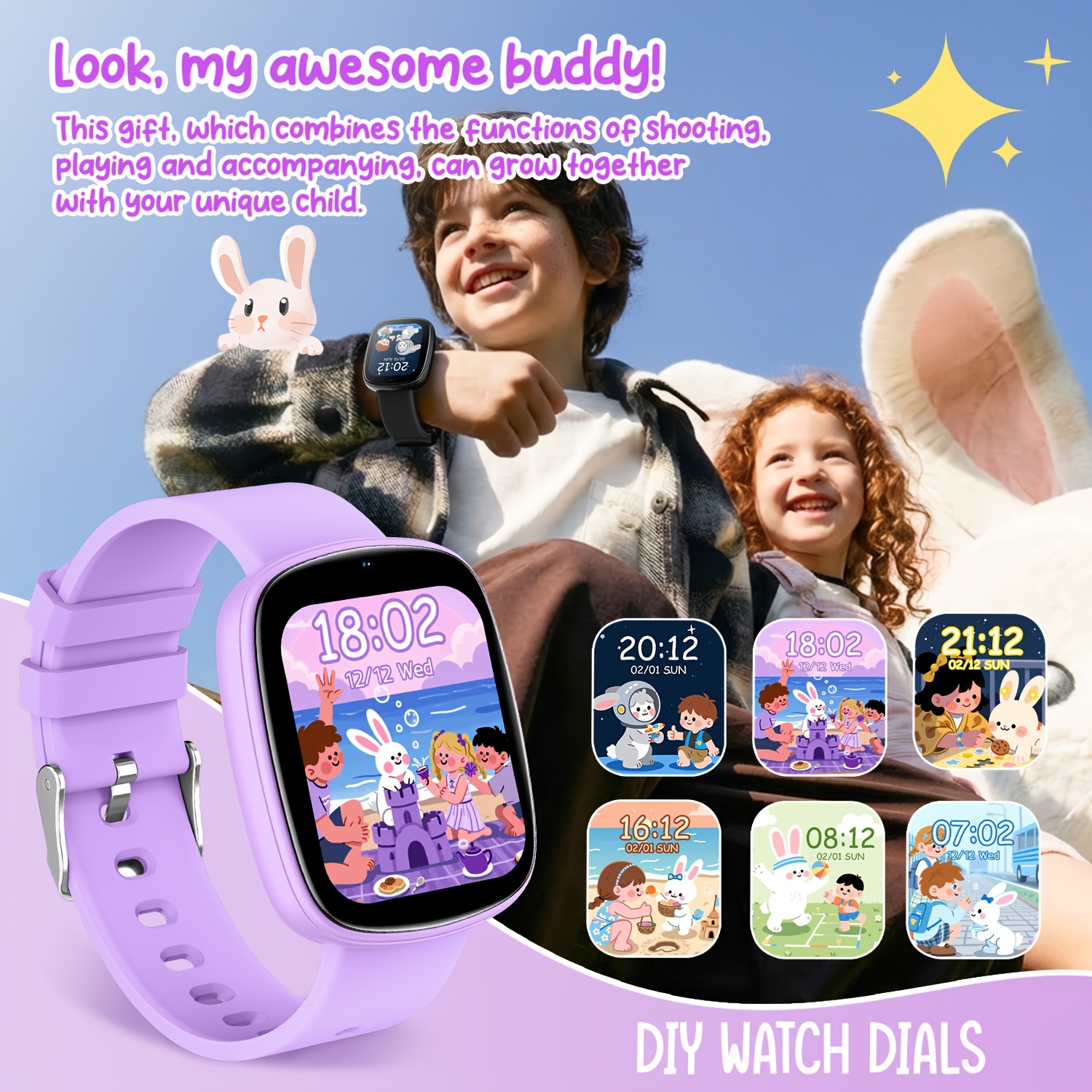 Kinder Smartwatch met 22 Spelletjes, Ingebouwde Zaklamp, Camera & Fotoalbum, 260mAh Oplaadbare Batterij, Kalenderfunctie, Meest Populaire Smartwatch voor Kinderen, Jongens & Meisjes, Lieve Speelkameraad voor Kinderen, Grappig Educatief Polshorloge, Geweldig Cadeau voor Kinderverjaardag & Feestdagen