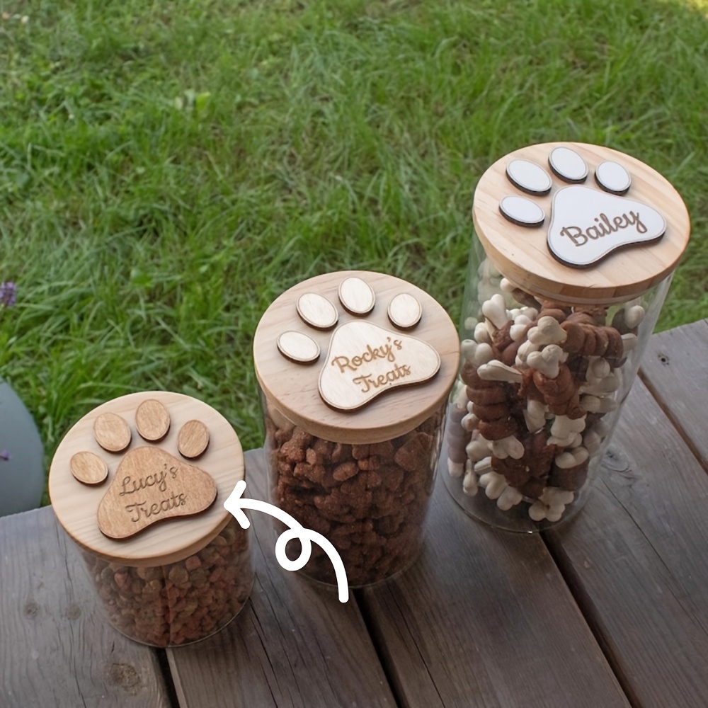 Customized Engraved Dog Food Container with Wooden Lid