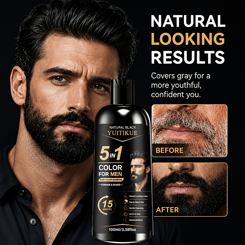 Shampoo Tintura de Cabelo Preto 5 em 1 - Cor Instantânea 7