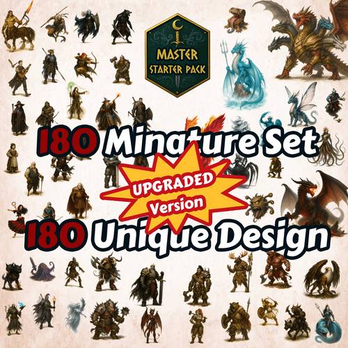large toy figure and miniature set including 180 and corresponding bases suitable for rpg ttrpg games perfect gift for christmas easter