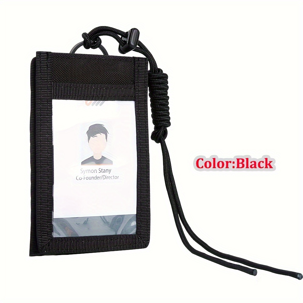 TEMU New Tactical Id Card Holder Hook Loop Patch Badge Holders Outdoor Travel Pouch Pen Purse And Nylon Lanyard Credit Card Organizer Name Tag Cases