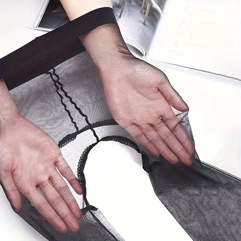 A Pair of Ultra-Thin Sheer Crotchless 0D Women'S Leggings, Invisible Lightweight Seamless Tights.