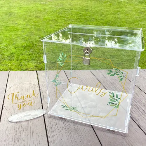 1pc wedding card box with lock diy gift cards boxes for wedding reception for wedding favors ceremony anniversaries clear wedding envelope box for card holder party graduation baby shower birthday decorations party favors room decor bride