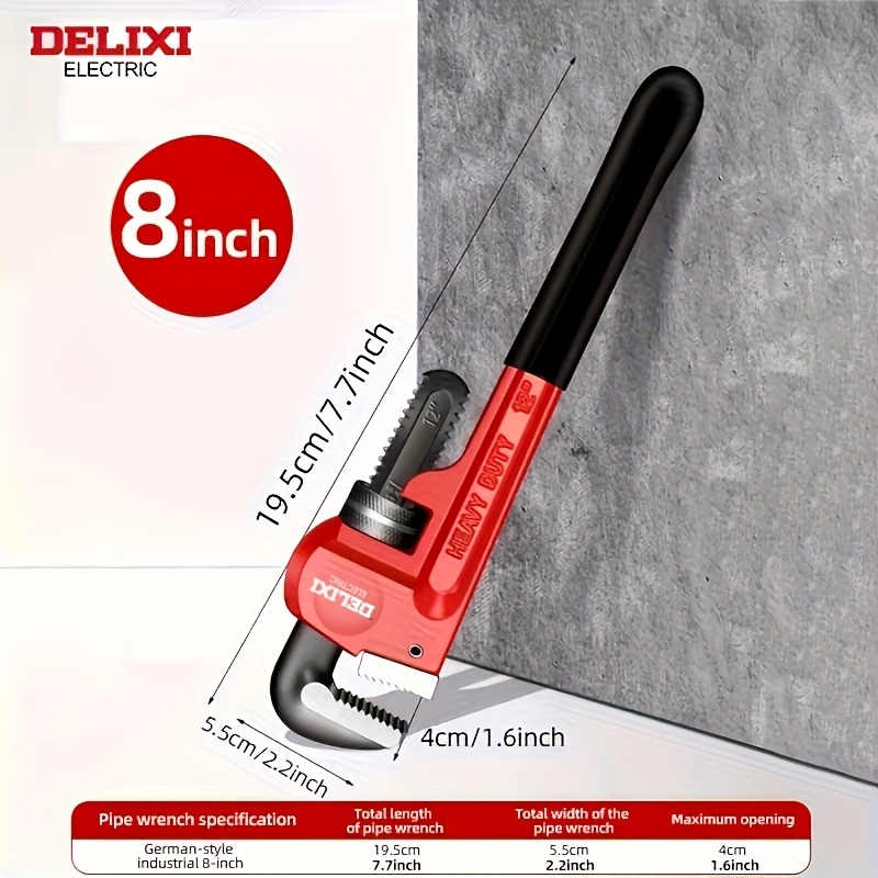 TEMU ELECTRIC Llave de tubo de 14/12/10/8 pulgadas, grado industrial, , multifuncional, acero al , llave de tubo universal, llave de tubo rápida para