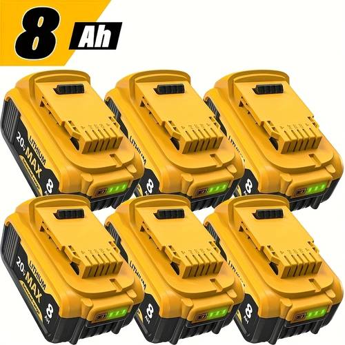 8000mah 1pc 20 lithium ion xr high capacity rechargeable battery with indicator overcharge overvoltage protection compatible with dewalt dcb200 dcb210 dcb203 dcb204 dcb206 dcb201 dcb207 power tools