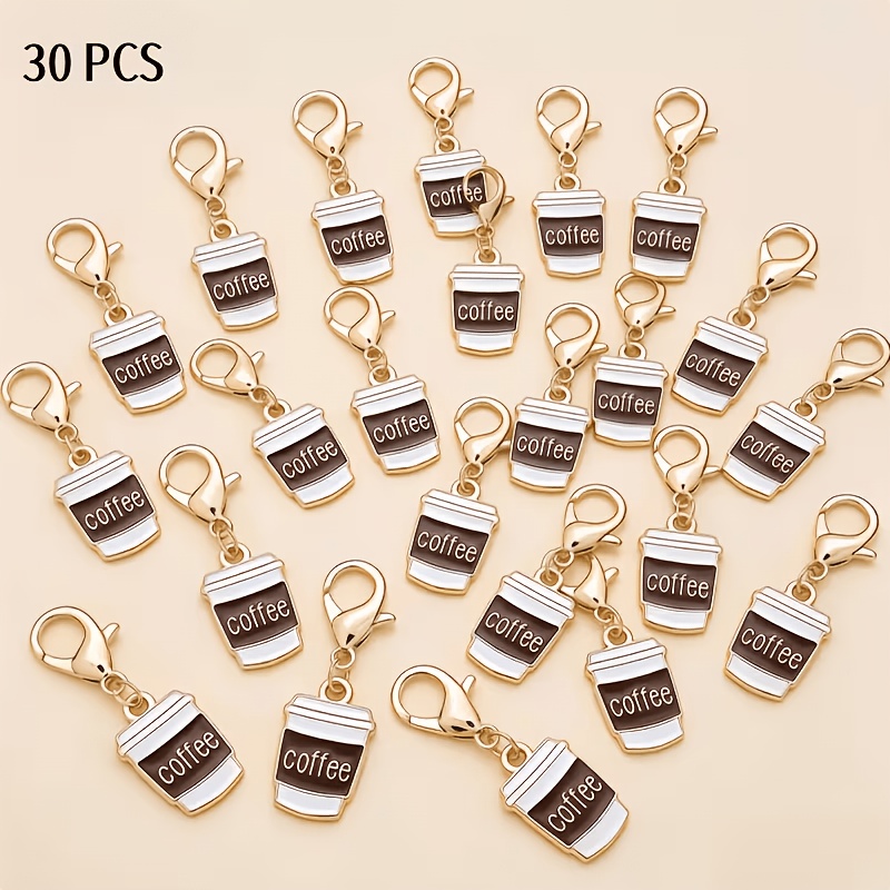 TEMU 30pcs Coffee Cup Keychains, Cute Ladies' Bag Charms, Fashion Accessories, Elegant And Keychains, High-quality Decorative Keyrings, Suitable For