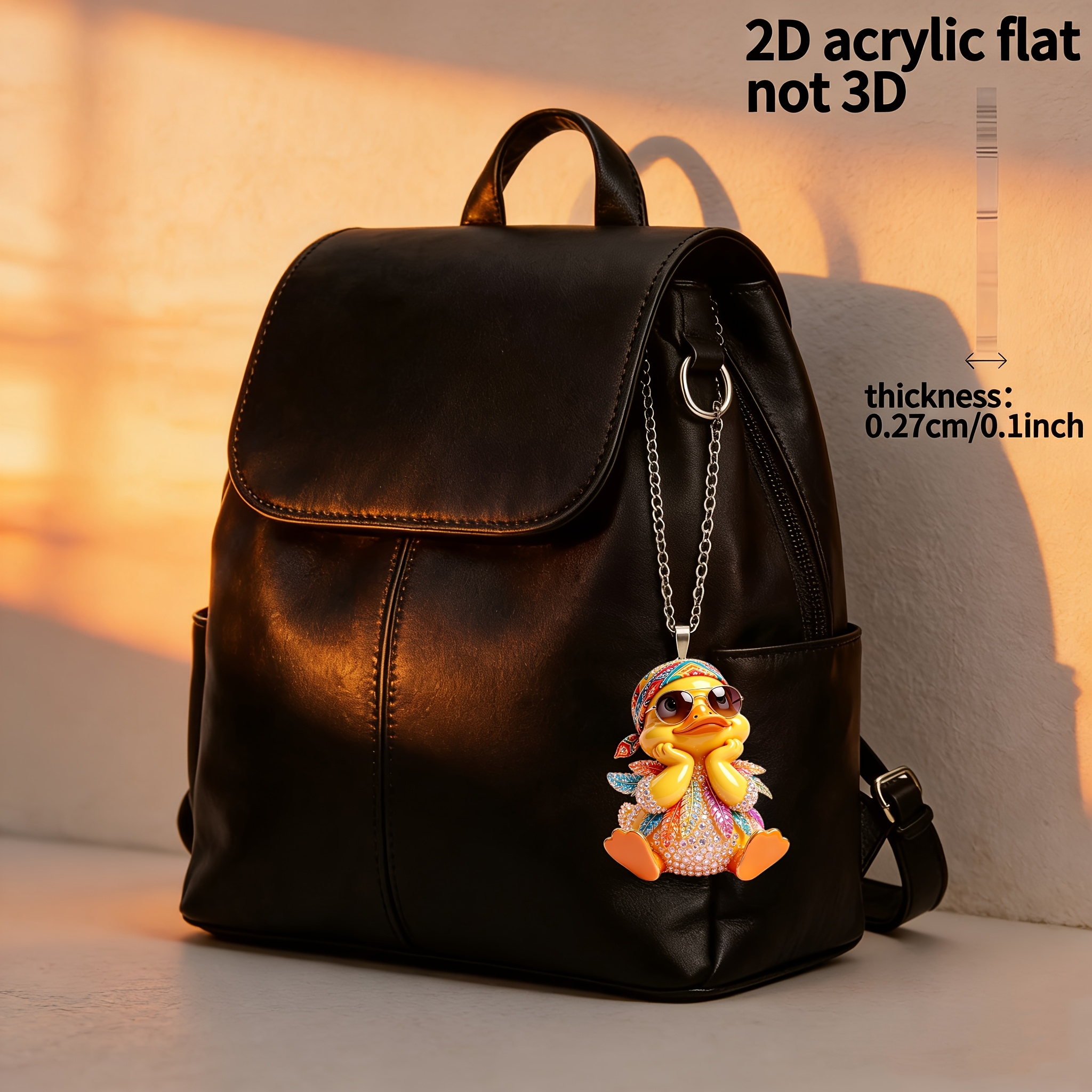 2D Acrylic Hip-Hop Duck Pattern Necklace, Ideal Gift