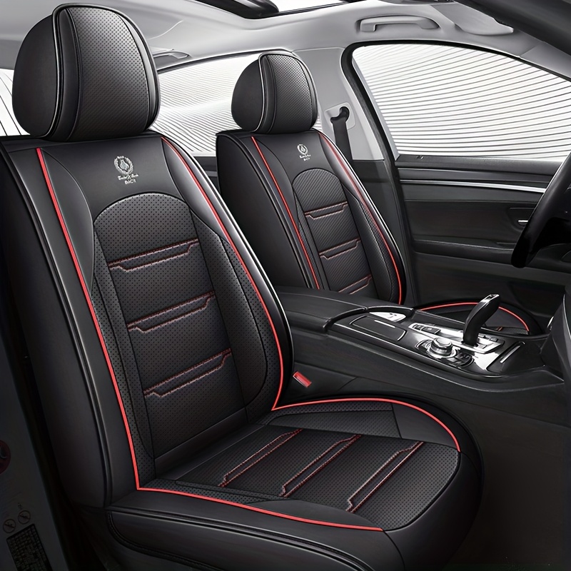 TEMU Universal Pu Leather Full-coverage Car Seat Covers, 2-seat Car Cushions, Suitable For , Breathable And Wear-resistant, , Options,