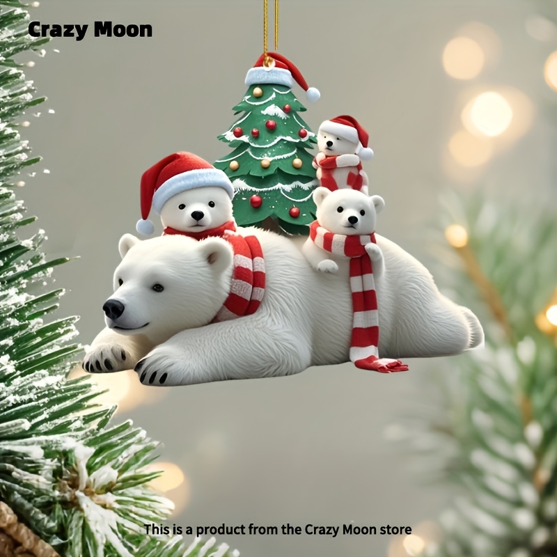 

1pc Polar Christmas Acrylic Ornament - 2d Charm For Cars, Keychains, Backpacks & Wallets, Bear Decorations