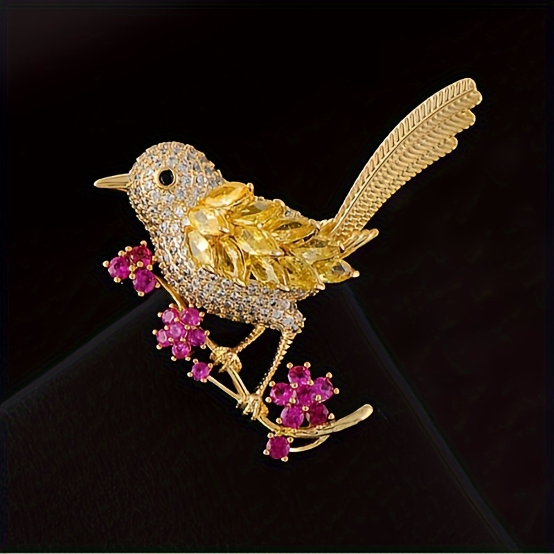 

1pc Luxury Sparkling Diamond Bird Brooch Pin, Cute Magpie Safety Pin For Women, High-end Exquisite Clothing Accessories, Mixed Color