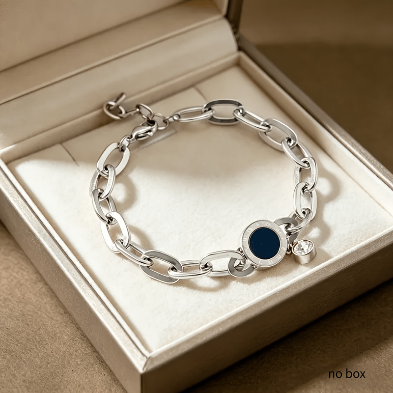 Image of 304 304 304 304 304 Stainless Steel Men's And Women's Bracelet, A Personalized And Fashionable Round Pendant Bracelet For Men And Women, Suitable For Daily And Party Wear