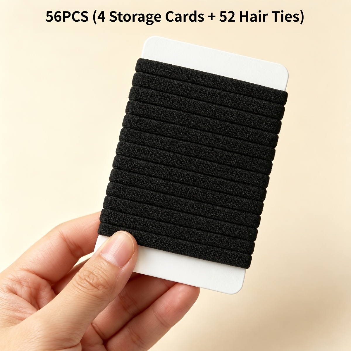 56pcs Black Rubber Bands Head Rope with Hair Tie Storage Boards