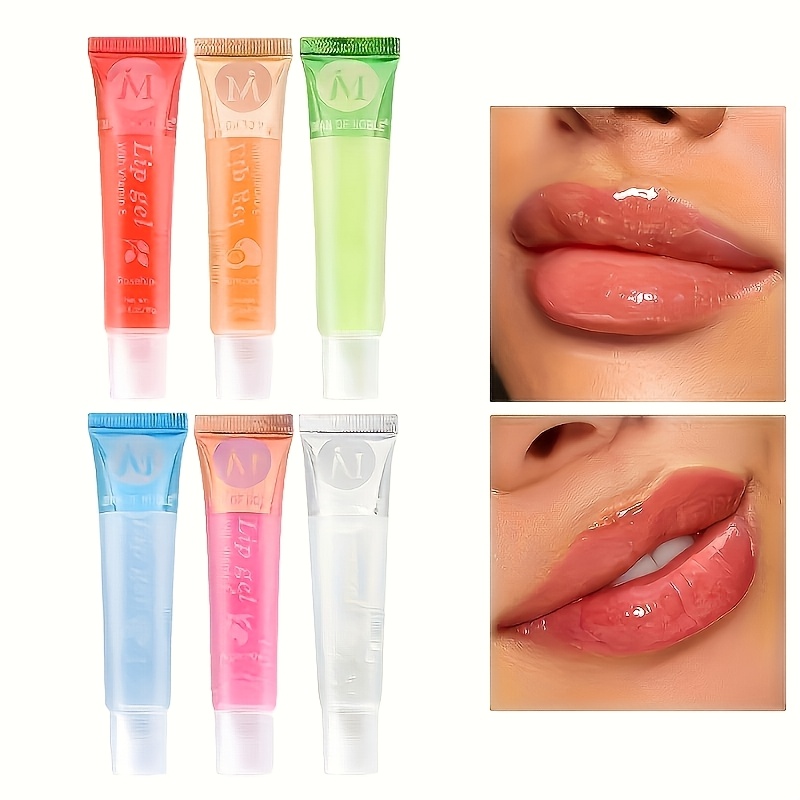 set of 12 moisturizing transparent lip gloss ve   argan mint aloe coconut flavors transparent lip plumping oil gift set containing plant squalene details 1