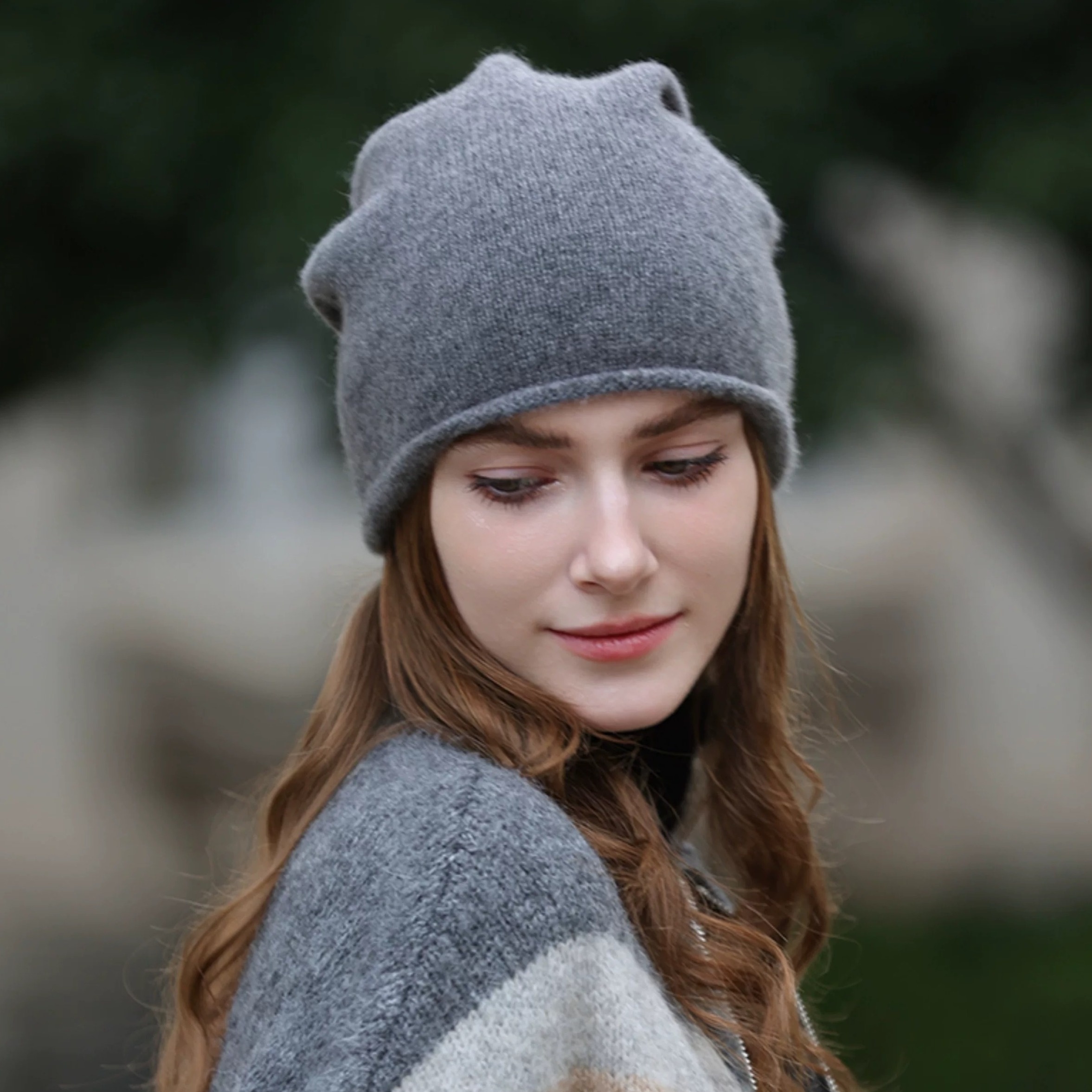 

Women's Fluffy Wool Beanie, Warm Knitted Wool Hat For Women, Soft And Breathable Winter Hat For Ladies, Unisex Wool Hat