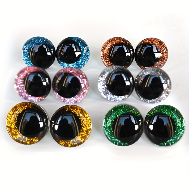 TEMU 36pcs (12pcs Eyes And 12pcs Washers And 12pcs Fabric) 12-30mm 6 Colors 3d Glitter Safety Eyes For Dolls Amigurumi, Off-center Pupil Design, Very