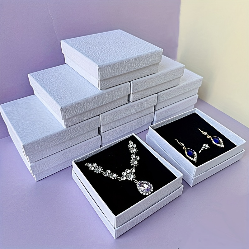 16 piezas de elegantes cajas para joyas minimalistas, superficie texturizada, ideales para guardar y exhibir collares, colgantes, pulseras, aretes, anillos, perfectas para  , aniversarios o san valentín, empaque para joyería