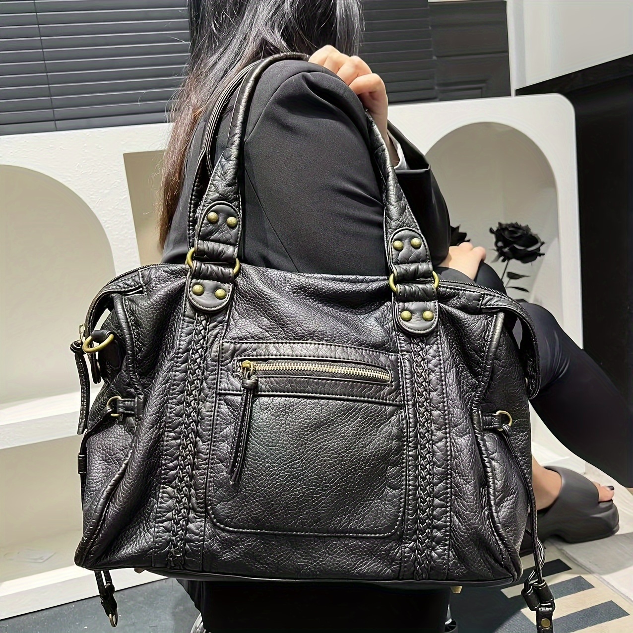 womens y2k vintage vegan tote bag large capacity - Temu Pakistan