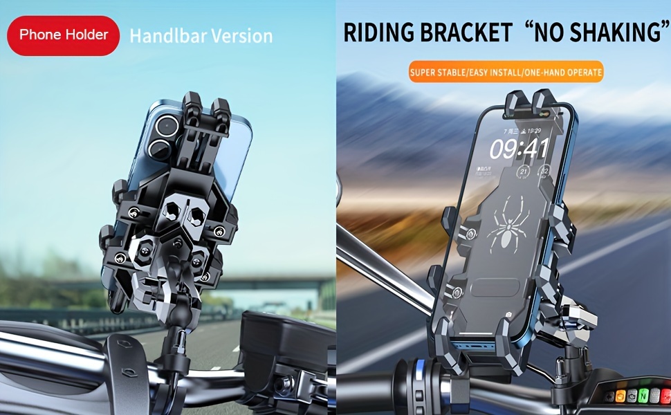 universal phone mount holder adjustable for motorcycle bicycle scooter atv stroller fits 4 5 7 smartphones with lens protection handlebar attachment details 5