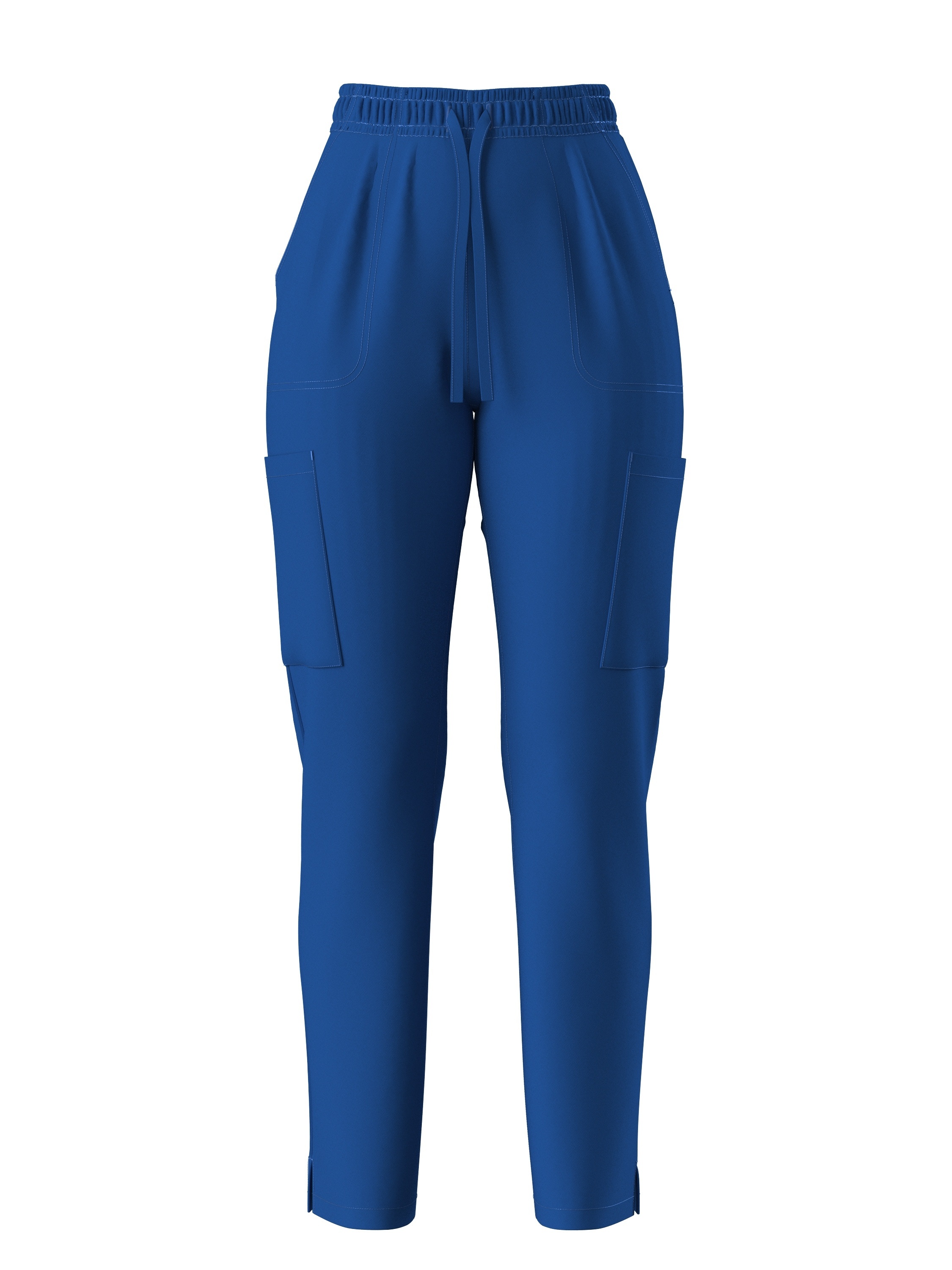 Women's Full Elastic Waist Drawstring Stretch Comfort Scrub Pants, Solid Color Multi-Pocket Moisture-Wicking Slim Pants