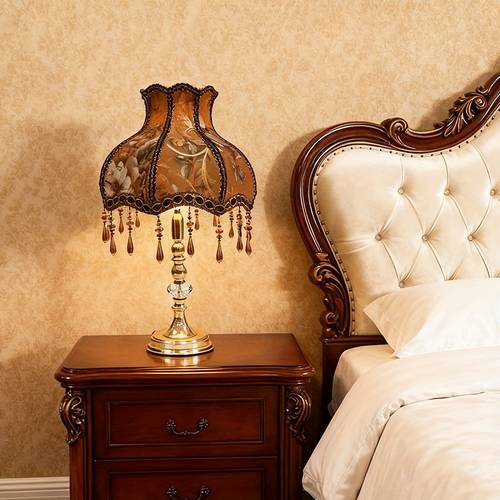 item picture handmade brown fabric pagoda and trim golden and colorful patterned lampshade with court style bead pendant for e27 size exquisite suitable for indoor bedside lamps