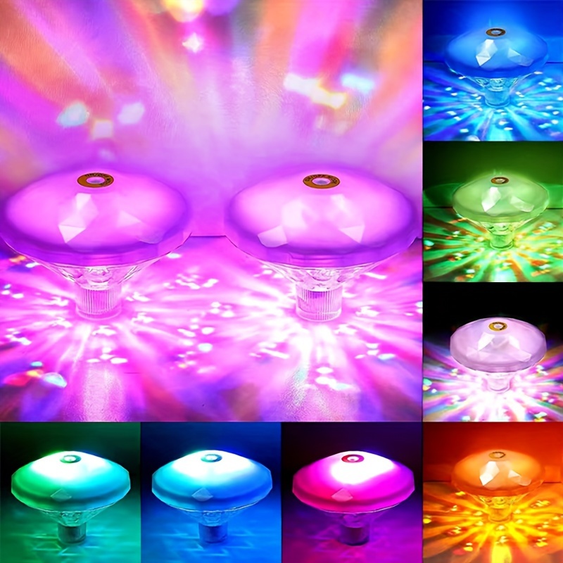 A Decorative Diamond-shaped Projection Light With 7 Lighting , A Floating Ambiance Light Surface, Suitable For Holiday Pool Parties And Pond Lighting In