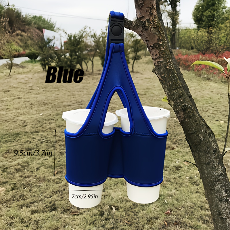 TEMU Double Cup Milk Tea Cup Set Coffee Hand Cranked Beverage Cup Bag Diving Material 2 Cup Tote Bag