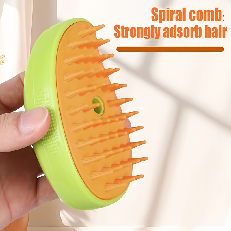 

Pet Grooming Brush With Usb Charging, Plastic Material, Spiral Comb For Strong Hair Adhesion, 3-in-1 Unhair, Clean, And Massage Function - Suitable For Cats And Dogs