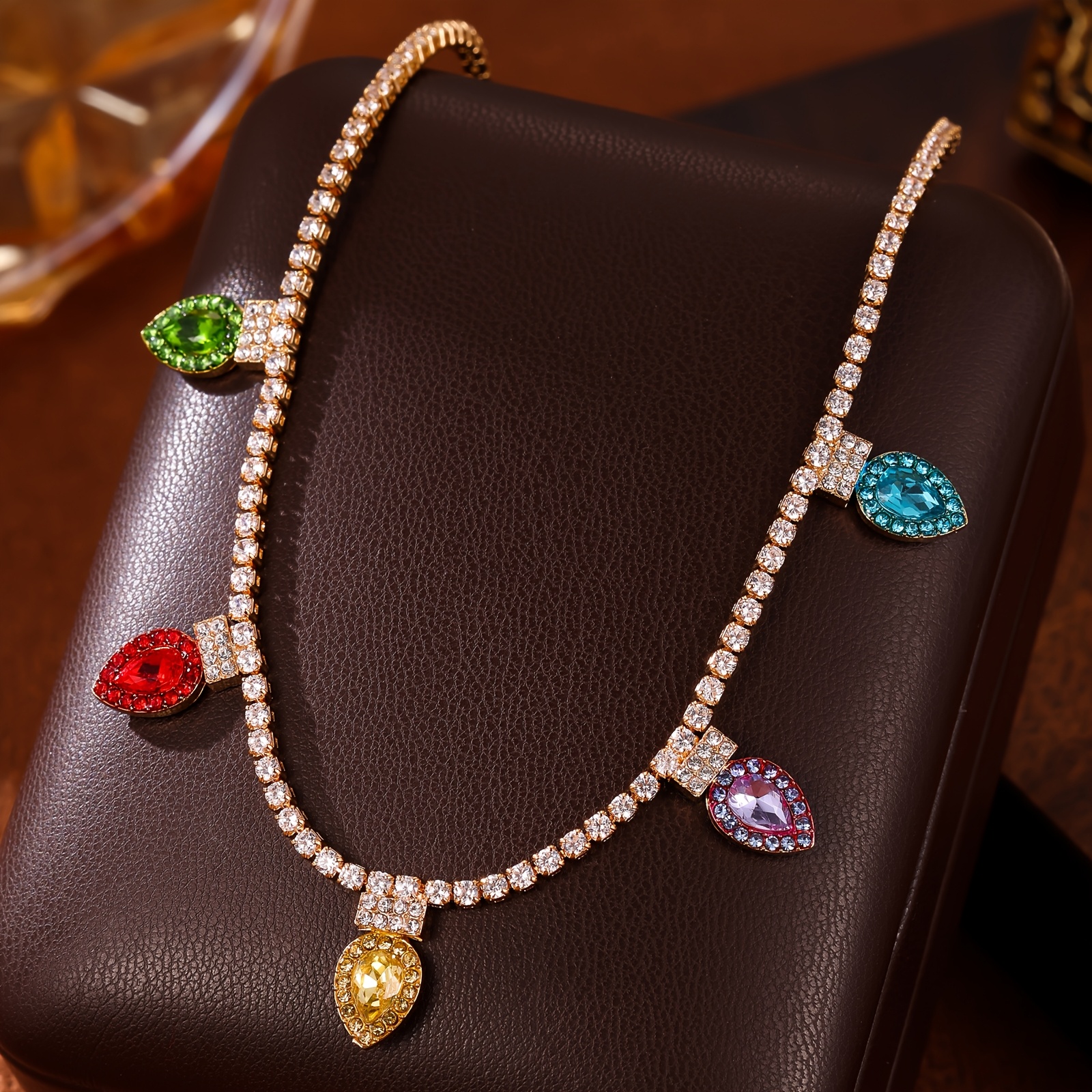 

1pc Synthetic Zirconia Necklace For Women, Copper , For , , 's Day - All Jewelry