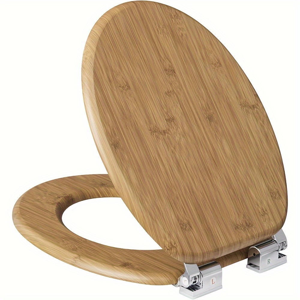 1pc Soft Close Wooden Toilet Lid, Toilet Seat, Easy To Clean, , Mdf, Load Capacity , O Shape, Note: The Actual Than