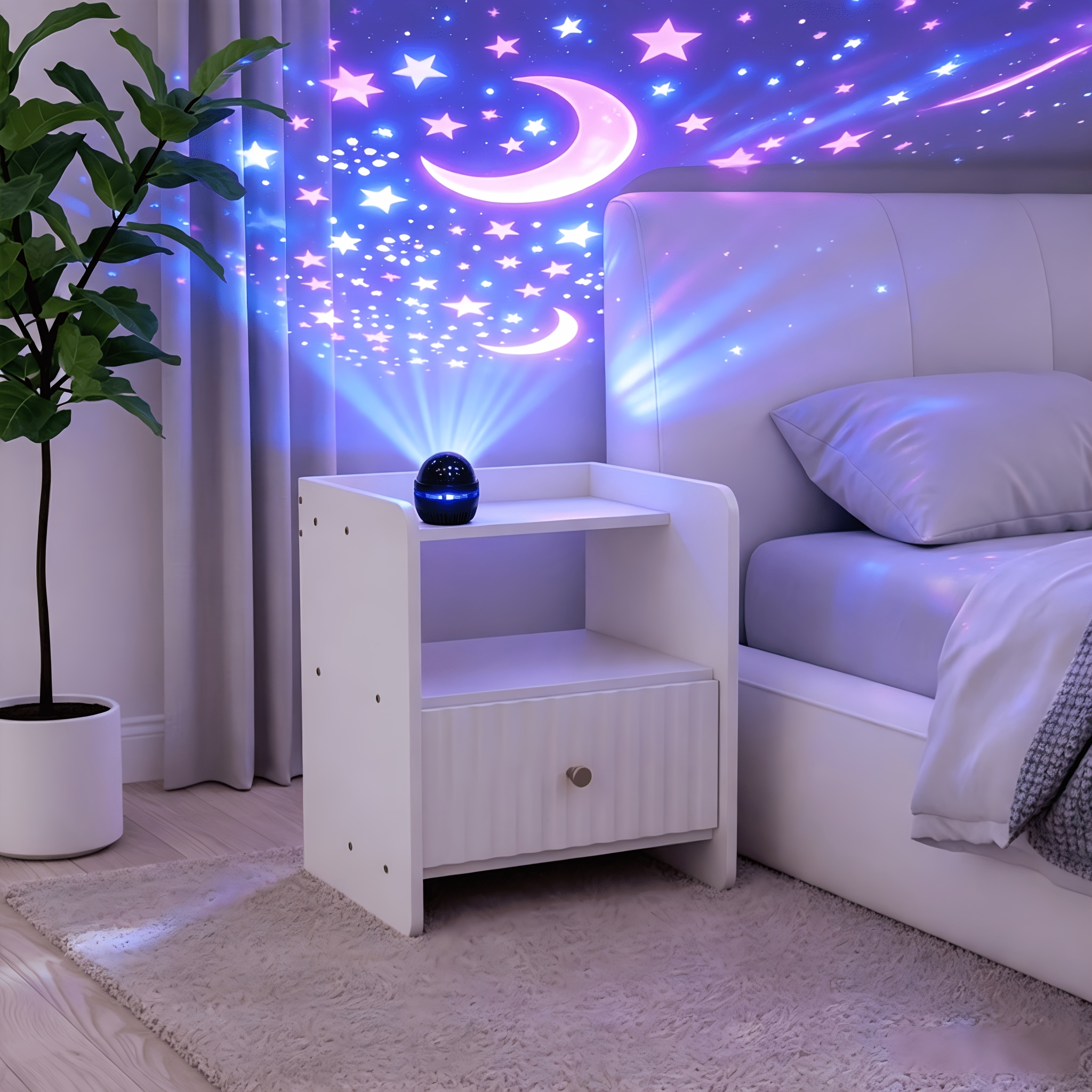 Image of Led Star Moon Projection Lamp, Mini Starry Night Night Light, Mode Changing, Usb Plug-in Ambient Light, Bedroom, Gaming Room And Living Room Decorative Lighting