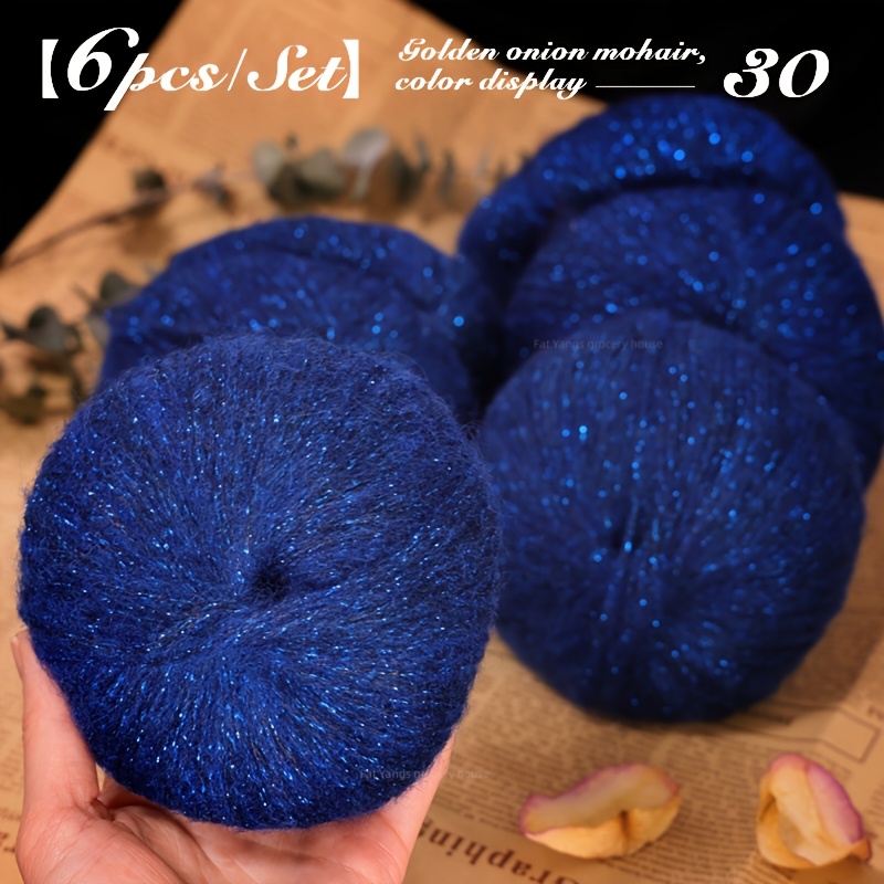 [6-skeins Pack] Sequined Flash Medium-thick Yarn, Ombre Hand Knitting Crochet Thread, Scarves Sweaters Hats, Factory
