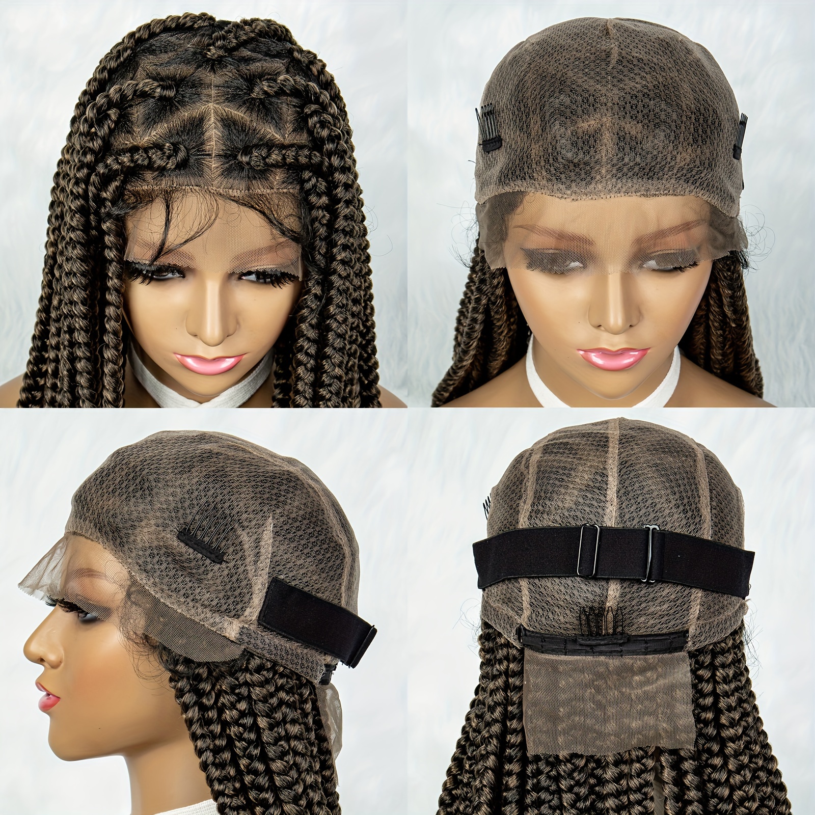 Synthetic Box Braided Wigs Synthetic Cornrow Twist Braids Temu