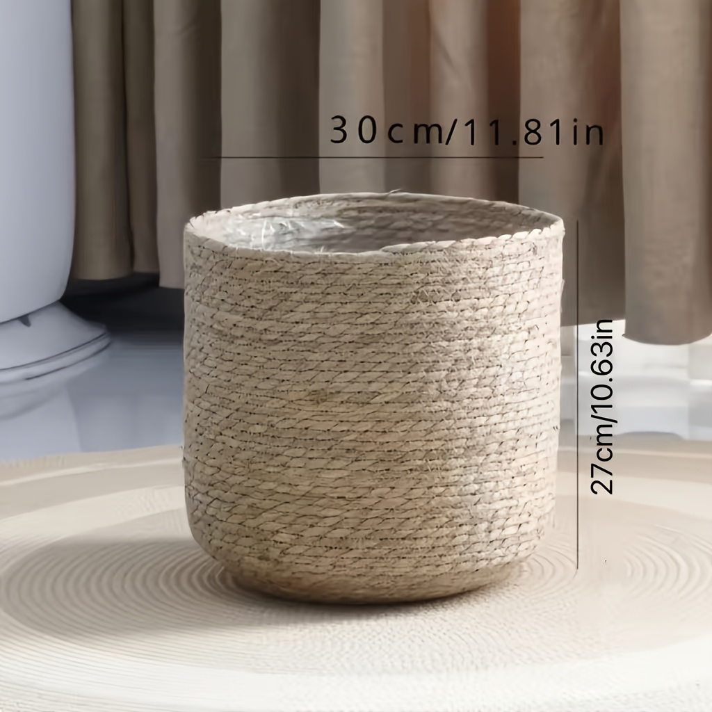 TEMU Pot circulaire tissé à , grand pot de capacité, utilisation intérieure/extérieure adapté à la décoration intérieure et extérieure, salon balcon
