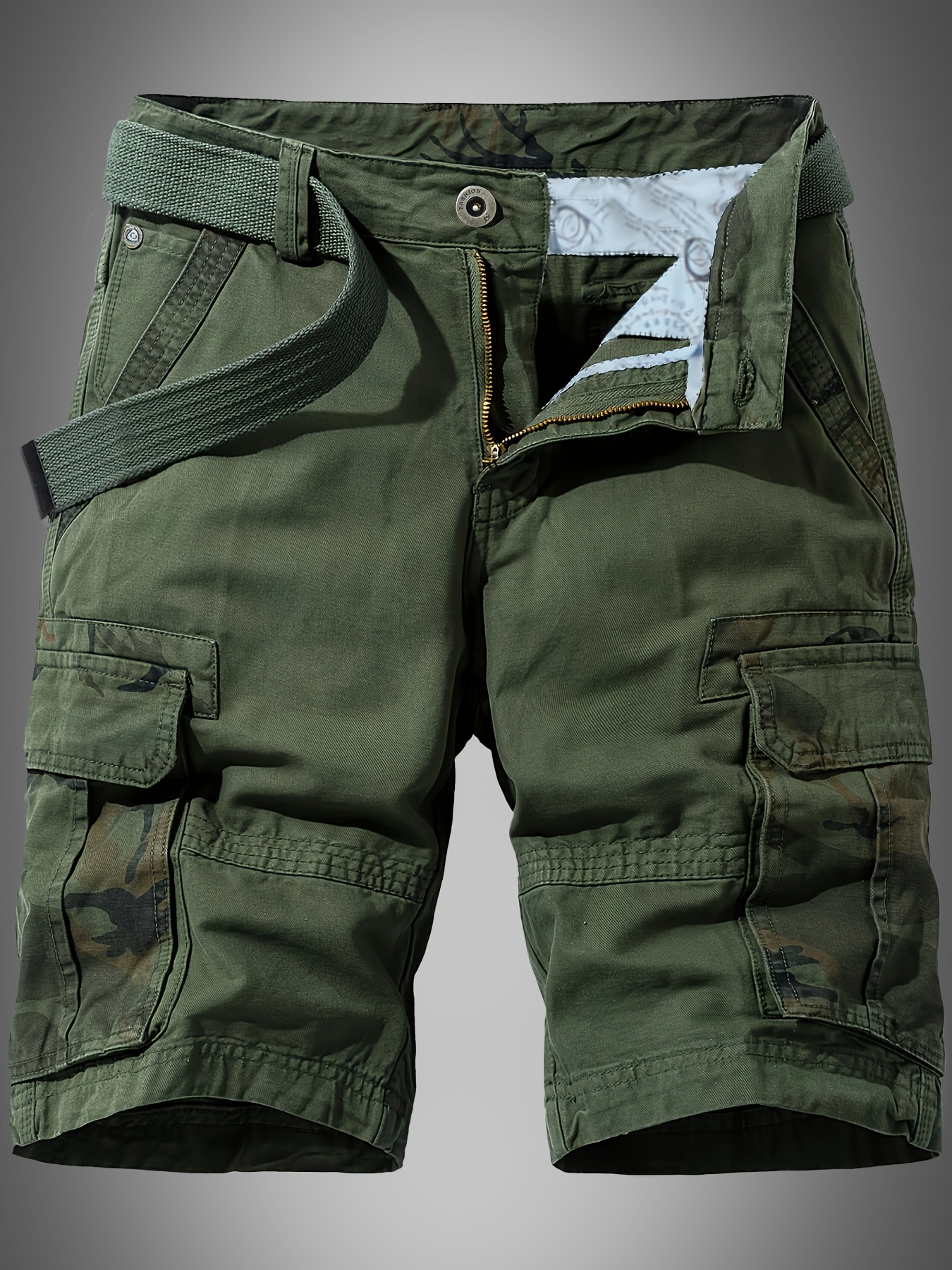 solid cargo mens casual cotton comfy five point shorts with multiple pockets summer outdoor leisure sports without belt
