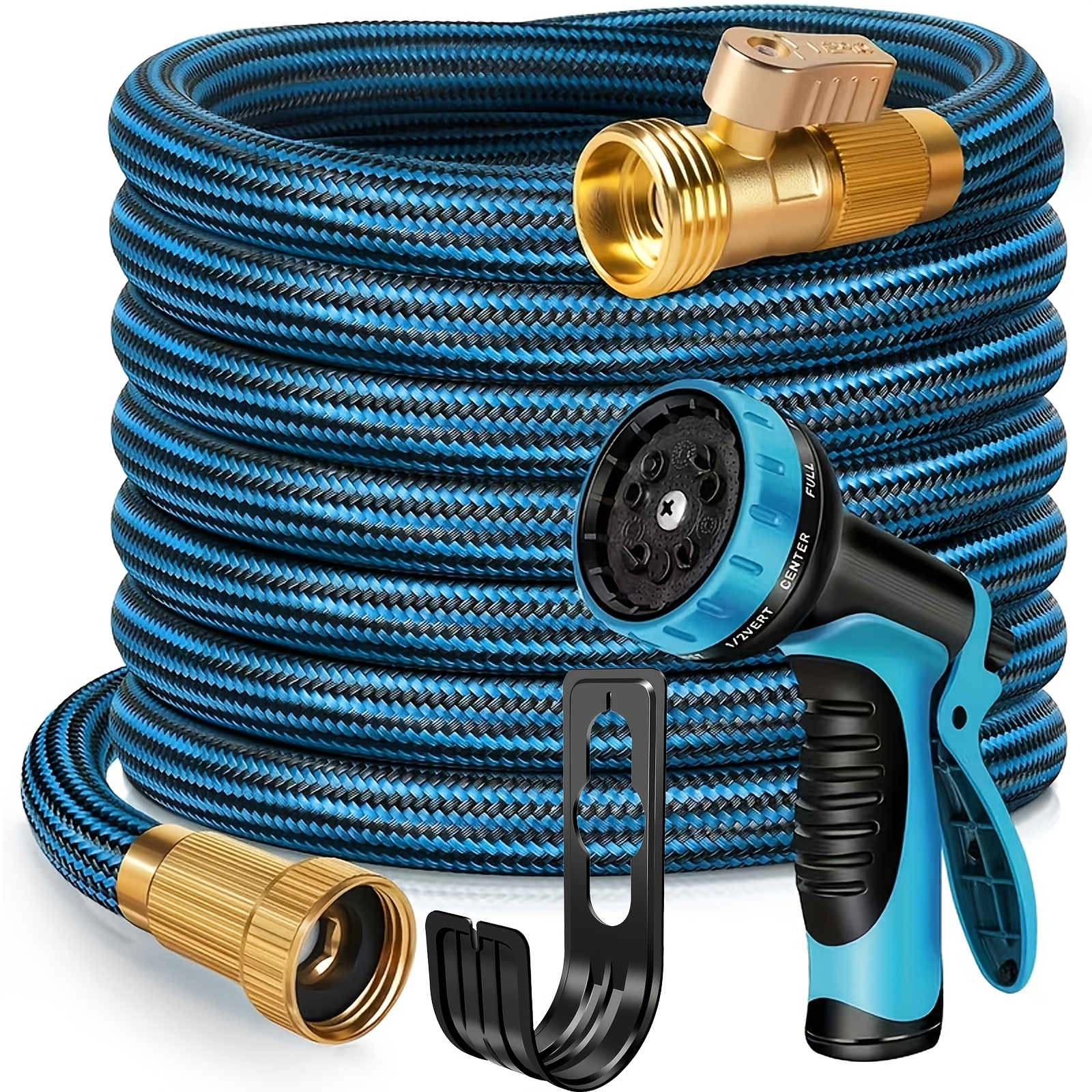 50Ft Non-Knotting Flexible Water Hose w/ 10-Pattern Nozzle