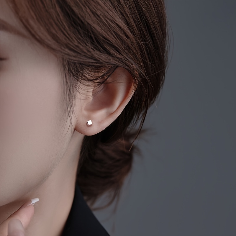 Women's Stainless Steel Square Stud Earrings Minimalist Bohemian Style
