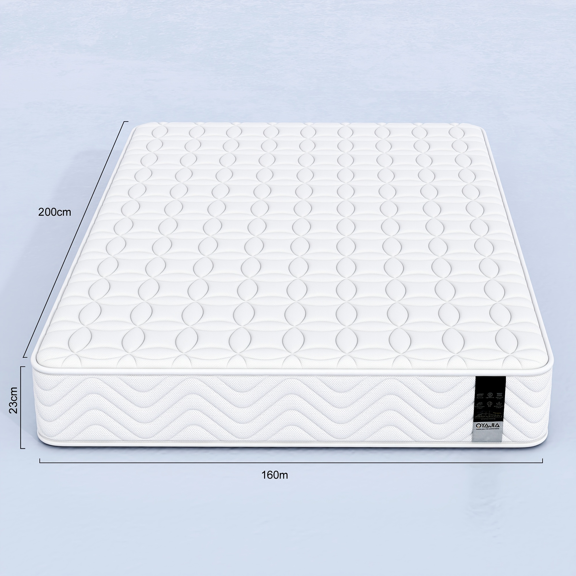 matelas simple/double avec mousse à   de confort confortable, matelas   à ressorts de poche avec isolation des mouvements, matelas moyennement rigsides 90/140/160x200x23cm