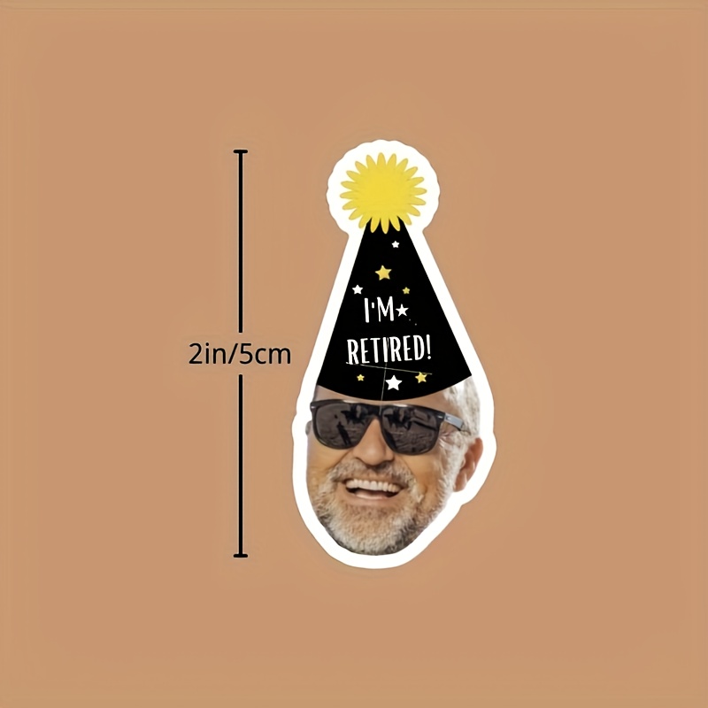 TEMU 50 Custom Retirement Face Stickers With Fireworks - Personalized "i'm Retired!" Party Decorations Featuring Glasses And Star-shaped Hat Designs,