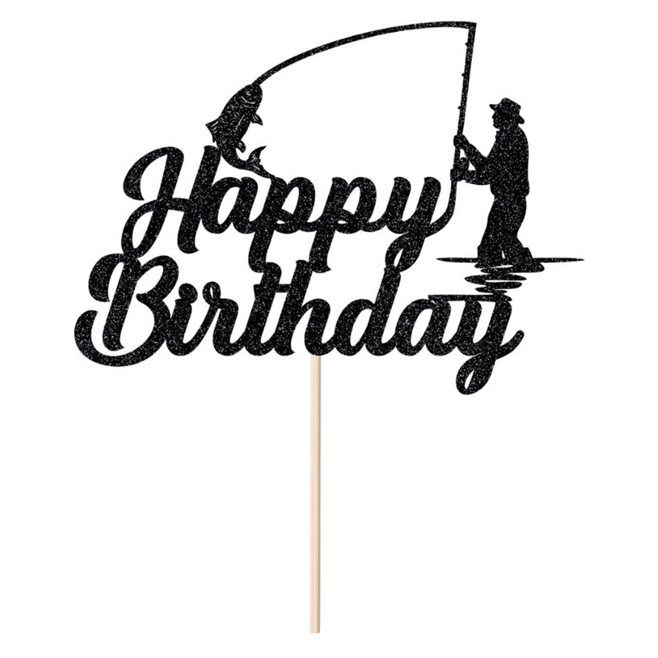 1pc Creative Fishing Themed Cake Topper For Baby's Birthday Party