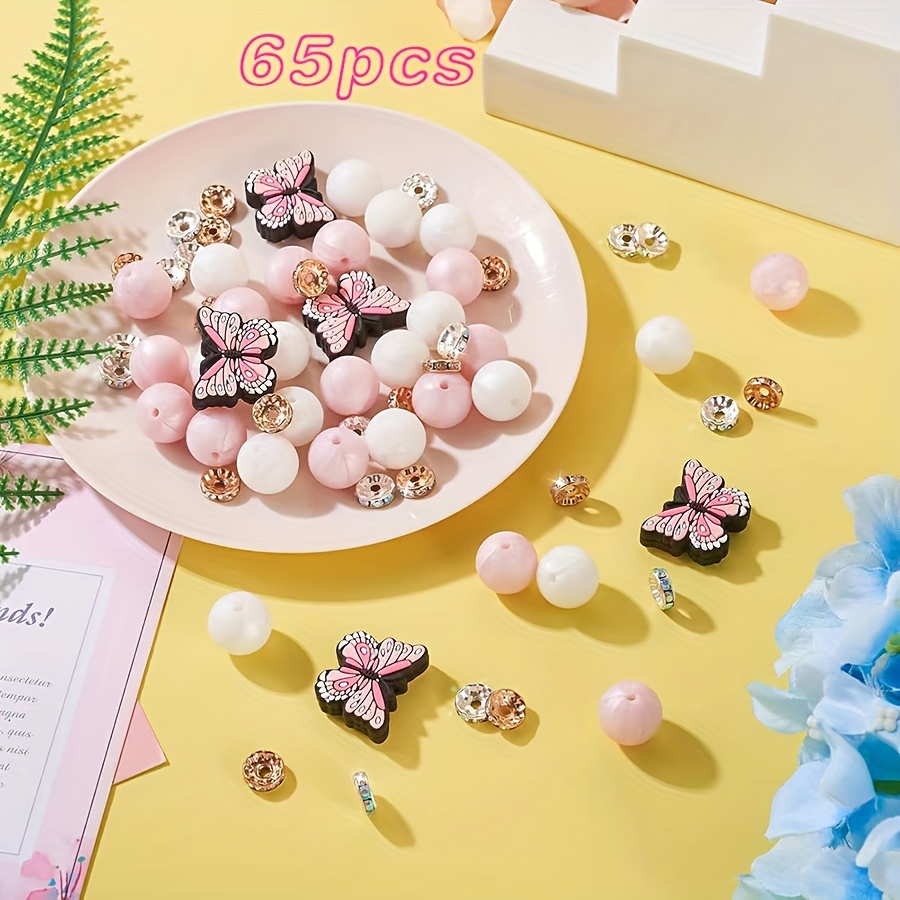 TEMU 65pcs 15mm Round , Straight , Rhinodrill Set, Diy Bracelet, Key , Pen Decorative , Jewelry