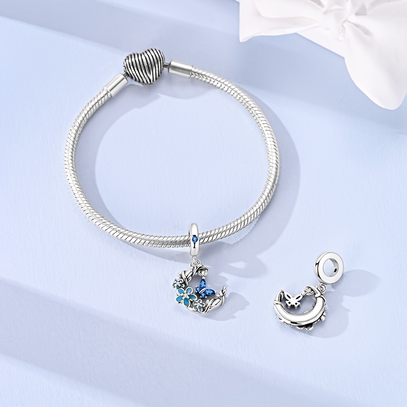 S925 Silver Luminous Butterfly Flower Moon Pendant
